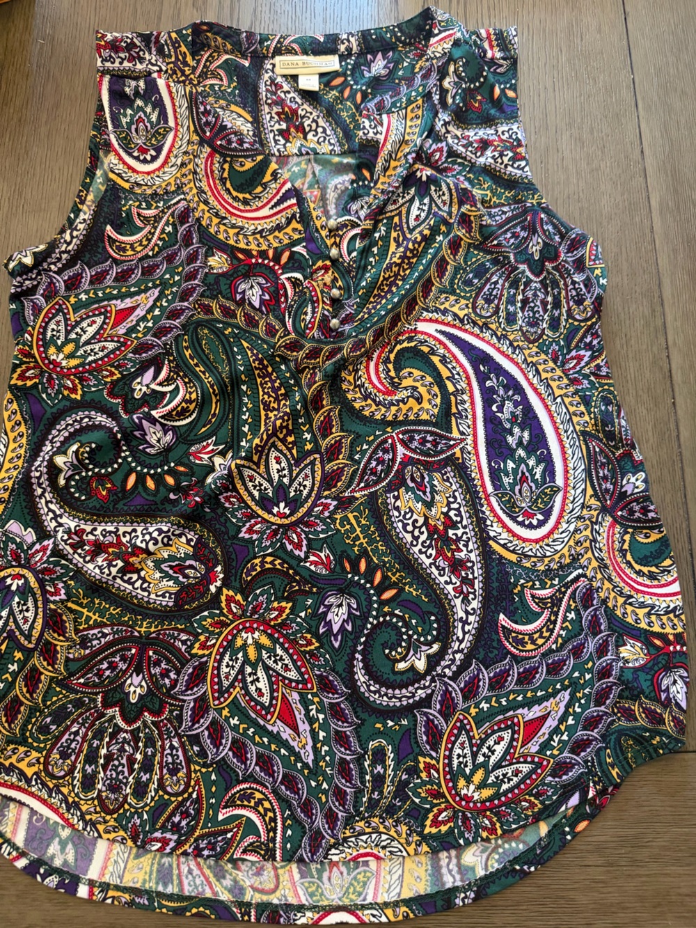 Dana Buchman Multicolor Paisley Sleeveless Top - Green, Purple, Yellow, Red